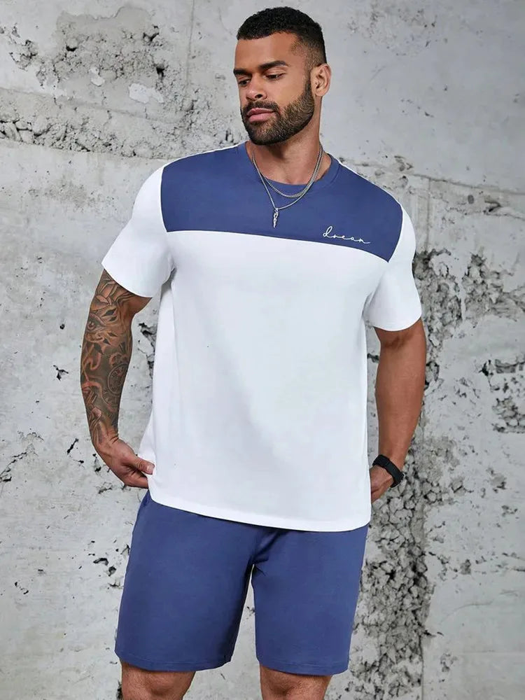 Summer Men's Casual Short Sleeve Suit Retro Fashion Pattern