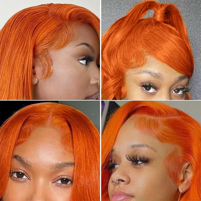 Orange Ginger Body Wave 13x6 HD Transparent Lace Front Wig