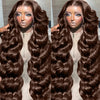 30 36 Inch 250 Density Chocolate Brown Body Wave 13x4 Lace Front Human Hair