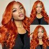 Orange Ginger Body Wave 13x6 HD Transparent Lace Front Wig